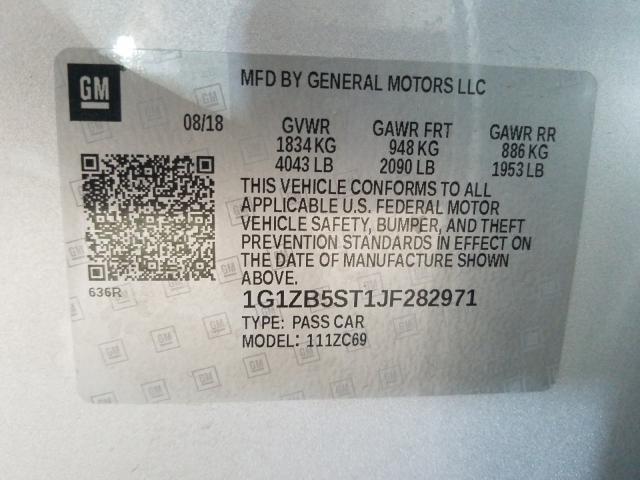 Photo 9 VIN: 1G1ZB5ST1JF282971 - CHEVROLET MALIBU LS 