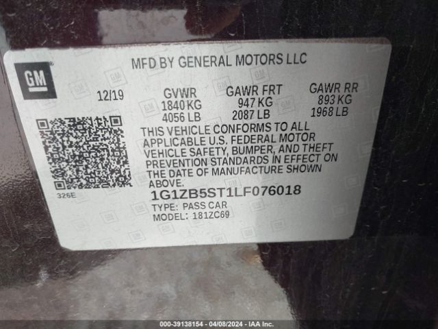 Photo 8 VIN: 1G1ZB5ST1LF076018 - CHEVROLET MALIBU 