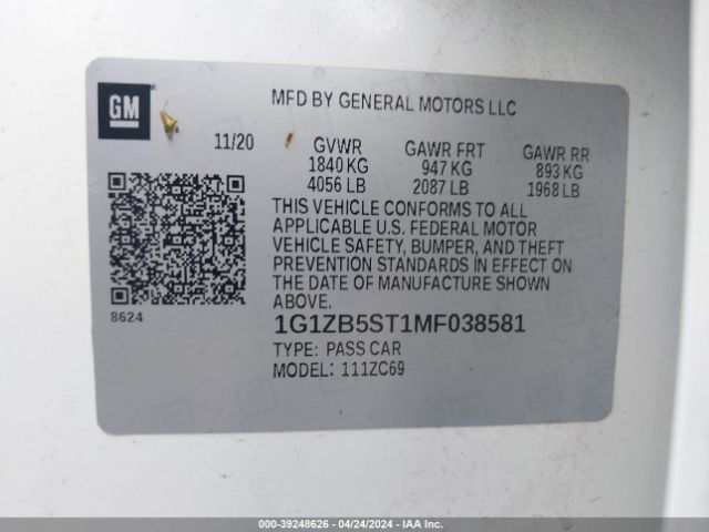 Photo 8 VIN: 1G1ZB5ST1MF038581 - CHEVROLET MALIBU 