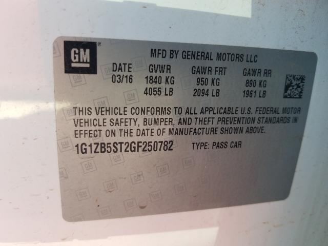 Photo 9 VIN: 1G1ZB5ST2GF250782 - CHEVROLET MALIBU LS 