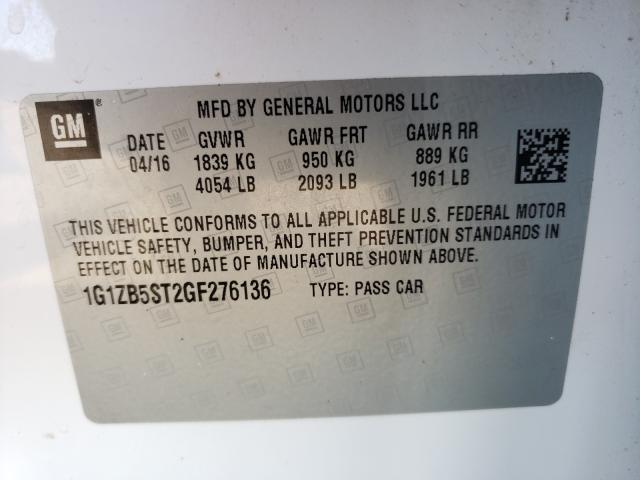 Photo 9 VIN: 1G1ZB5ST2GF276136 - CHEVROLET MALIBU LS 