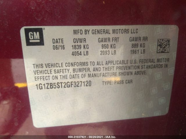 Photo 8 VIN: 1G1ZB5ST2GF327120 - CHEVROLET MALIBU 