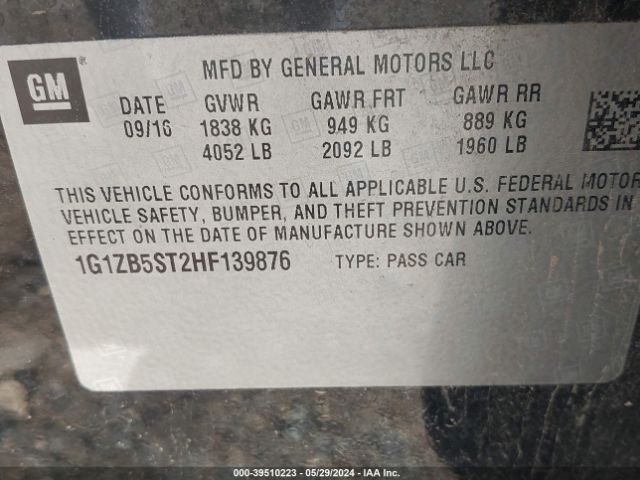 Photo 8 VIN: 1G1ZB5ST2HF139876 - CHEVROLET MALIBU 