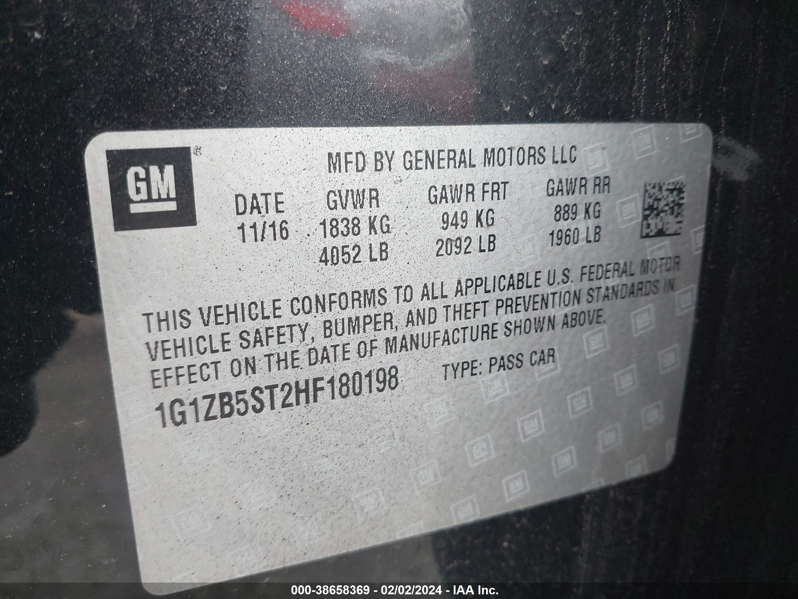 Photo 8 VIN: 1G1ZB5ST2HF180198 - CHEVROLET MALIBU 