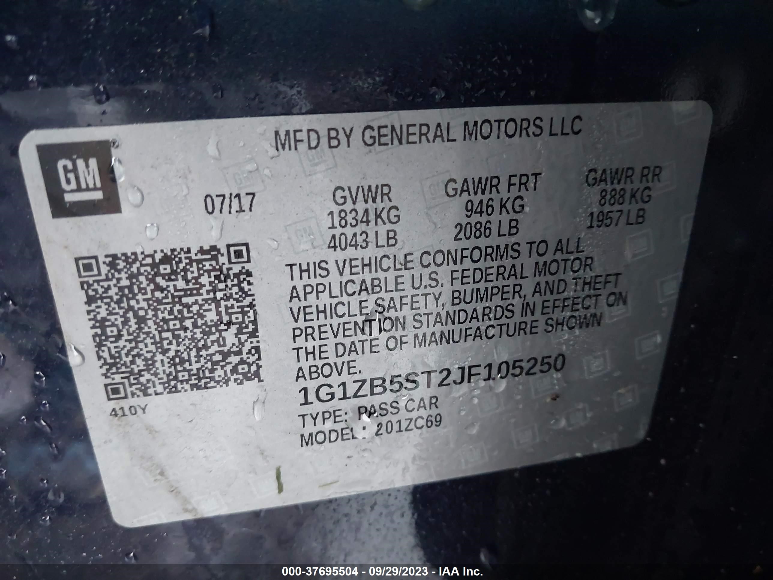 Photo 8 VIN: 1G1ZB5ST2JF105250 - CHEVROLET MALIBU 