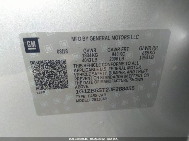 Photo 8 VIN: 1G1ZB5ST2JF288455 - CHEVROLET MALIBU 