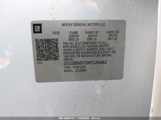 Photo 8 VIN: 1G1ZB5ST2KF125452 - CHEVROLET MALIBU 