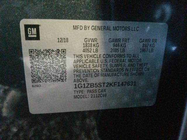 Photo 9 VIN: 1G1ZB5ST2KF147631 - CHEVROLET MALIBU LS 