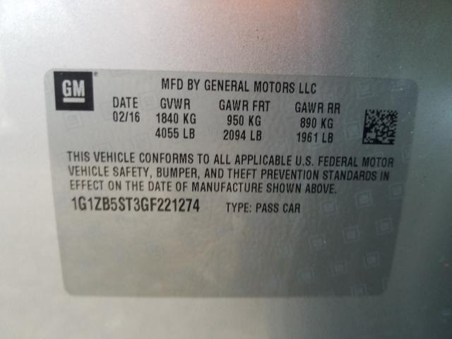 Photo 9 VIN: 1G1ZB5ST3GF221274 - CHEVROLET MALIBU 