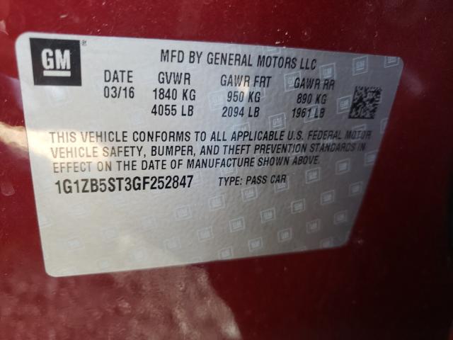 Photo 9 VIN: 1G1ZB5ST3GF252847 - CHEVROLET MALIBU LS 