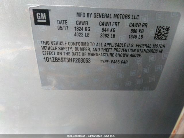 Photo 8 VIN: 1G1ZB5ST3HF268063 - CHEVROLET MALIBU 