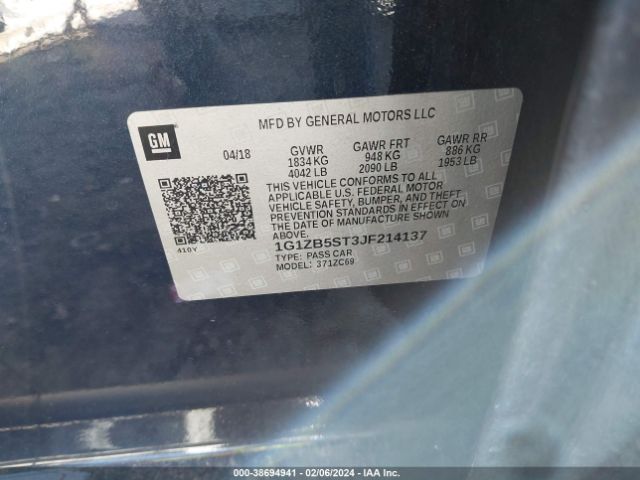 Photo 8 VIN: 1G1ZB5ST3JF214137 - CHEVROLET MALIBU 