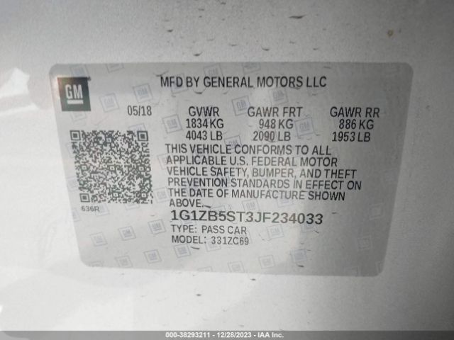 Photo 8 VIN: 1G1ZB5ST3JF234033 - CHEVROLET MALIBU 