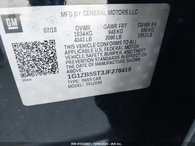 Photo 8 VIN: 1G1ZB5ST3JF278419 - CHEVROLET MALIBU 