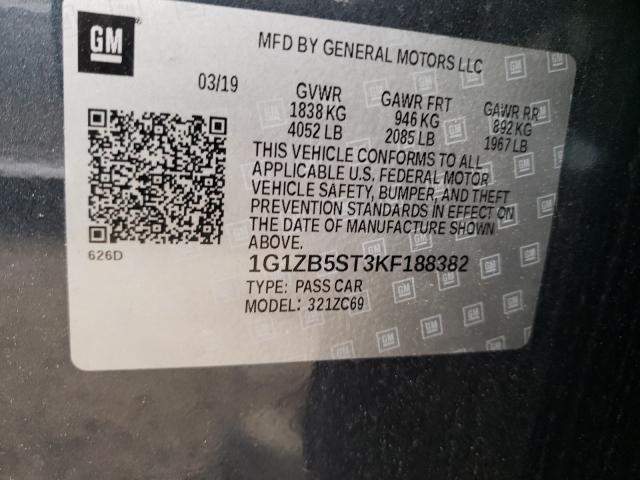 Photo 9 VIN: 1G1ZB5ST3KF188382 - CHEVROLET MALIBU LS 