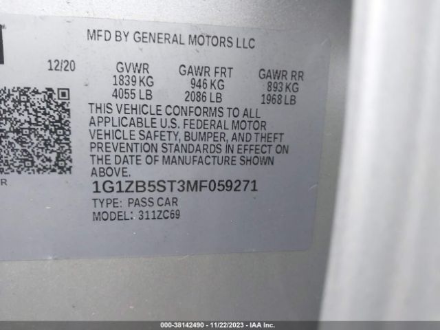 Photo 8 VIN: 1G1ZB5ST3MF059271 - CHEVROLET MALIBU 