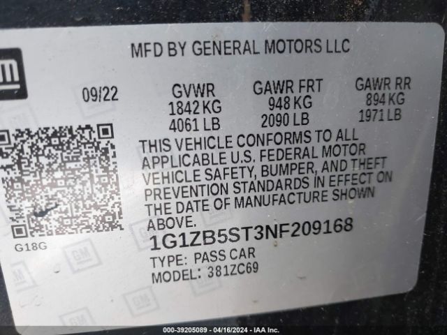 Photo 8 VIN: 1G1ZB5ST3NF209168 - CHEVROLET MALIBU 