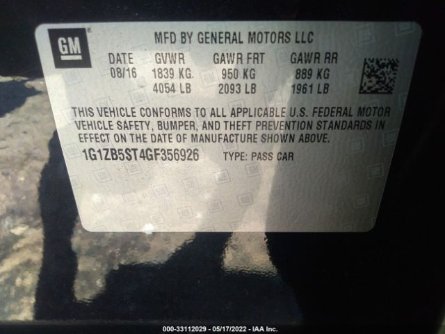 Photo 8 VIN: 1G1ZB5ST4GF356926 - CHEVROLET MALIBU 