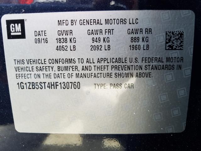 Photo 9 VIN: 1G1ZB5ST4HF130760 - CHEVROLET MALIBU LS 