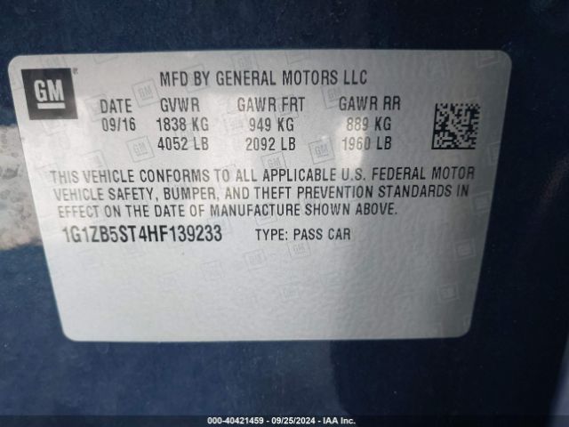 Photo 8 VIN: 1G1ZB5ST4HF139233 - CHEVROLET MALIBU 