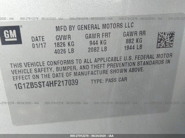 Photo 8 VIN: 1G1ZB5ST4HF217039 - CHEVROLET MALIBU 