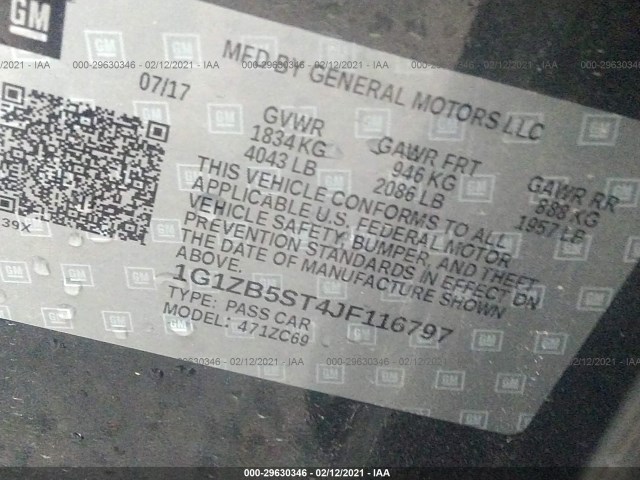 Photo 8 VIN: 1G1ZB5ST4JF116797 - CHEVROLET MALIBU 