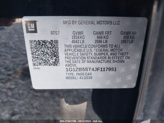 Photo 8 VIN: 1G1ZB5ST4JF117951 - CHEVROLET MALIBU 