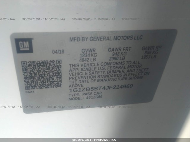 Photo 8 VIN: 1G1ZB5ST4JF214969 - CHEVROLET MALIBU 