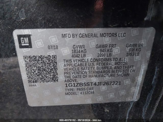 Photo 8 VIN: 1G1ZB5ST4JF267221 - CHEVROLET MALIBU 