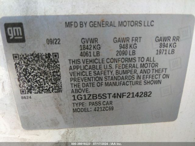 Photo 8 VIN: 1G1ZB5ST4NF214282 - CHEVROLET MALIBU 