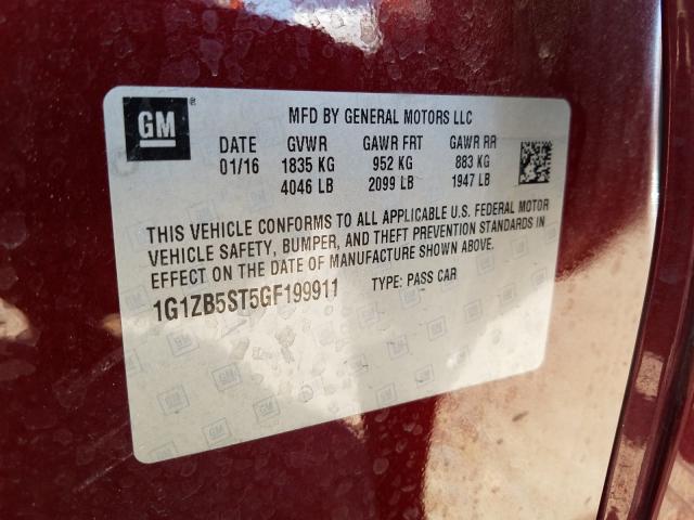 Photo 9 VIN: 1G1ZB5ST5GF199911 - CHEVROLET MALIBU LS 