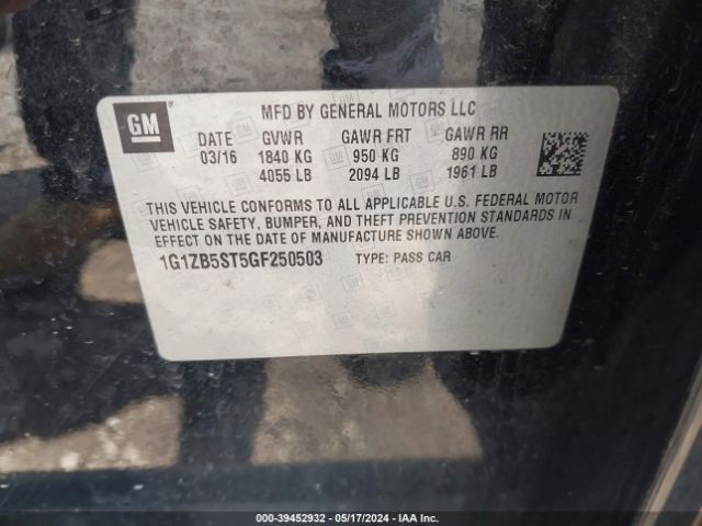 Photo 8 VIN: 1G1ZB5ST5GF250503 - CHEVROLET MALIBU 