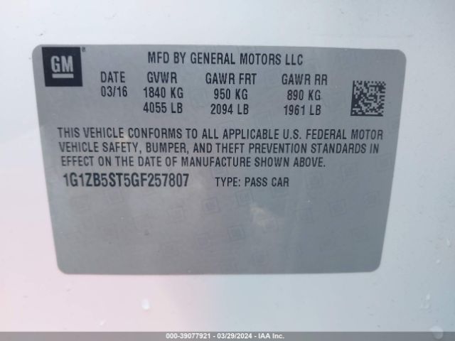 Photo 8 VIN: 1G1ZB5ST5GF257807 - CHEVROLET MALIBU 