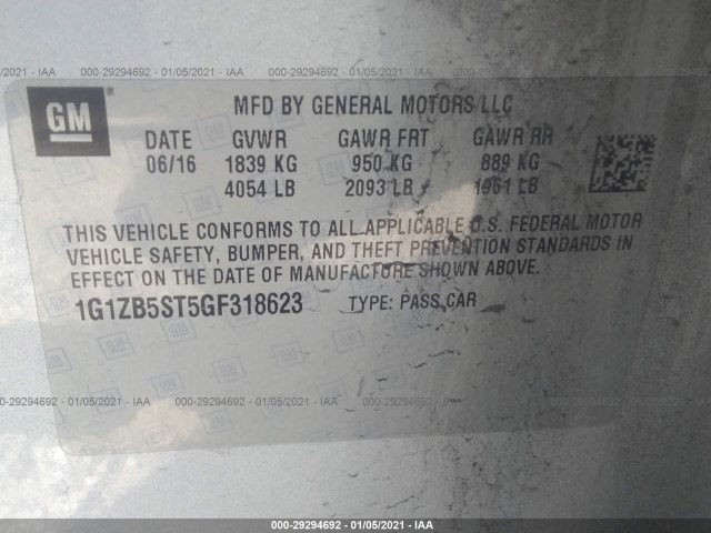 Photo 8 VIN: 1G1ZB5ST5GF318623 - CHEVROLET MALIBU 