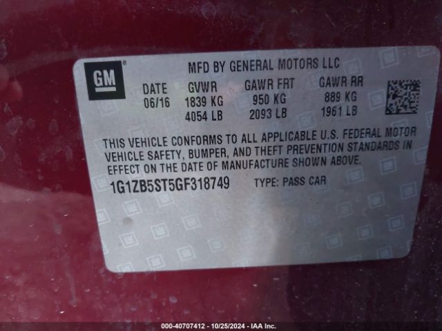 Photo 8 VIN: 1G1ZB5ST5GF318749 - CHEVROLET MALIBU 