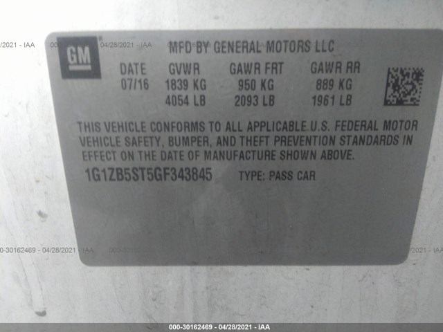 Photo 8 VIN: 1G1ZB5ST5GF343845 - CHEVROLET MALIBU 