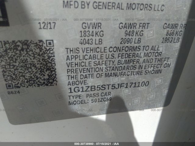 Photo 8 VIN: 1G1ZB5ST5JF171100 - CHEVROLET MALIBU 