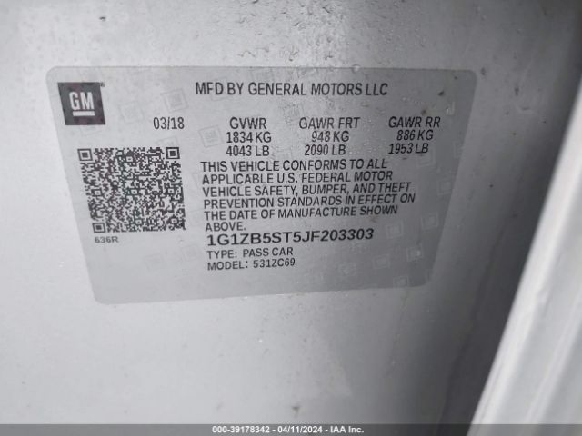 Photo 8 VIN: 1G1ZB5ST5JF203303 - CHEVROLET MALIBU 