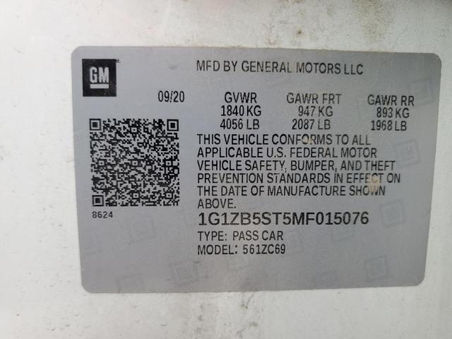 Photo 12 VIN: 1G1ZB5ST5MF015076 - CHEVROLET MALIBU LS 