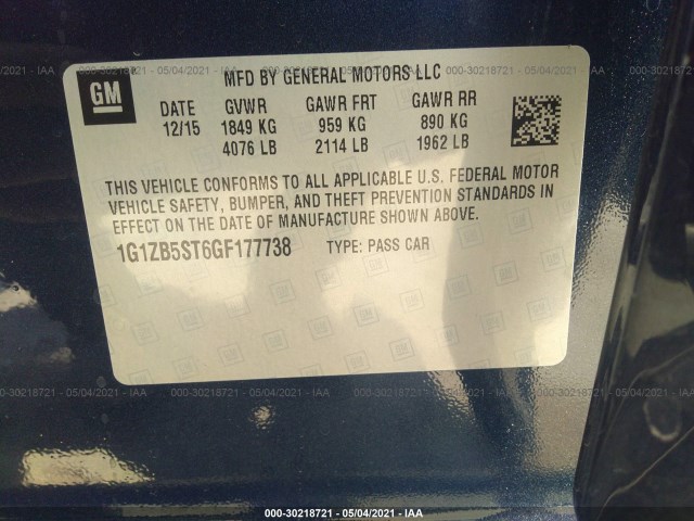 Photo 8 VIN: 1G1ZB5ST6GF177738 - CHEVROLET MALIBU 