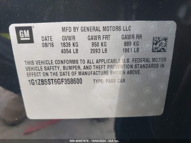 Photo 8 VIN: 1G1ZB5ST6GF358600 - CHEVROLET MALIBU 