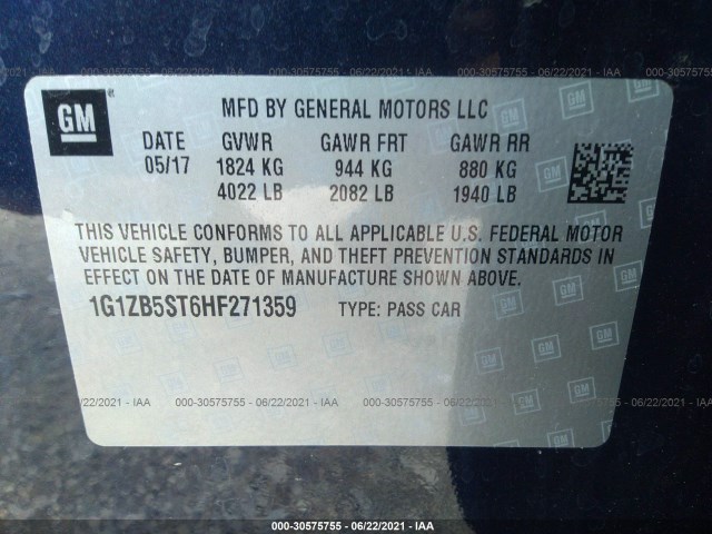 Photo 8 VIN: 1G1ZB5ST6HF271359 - CHEVROLET MALIBU 