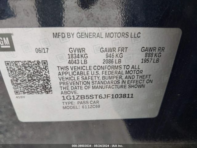 Photo 8 VIN: 1G1ZB5ST6JF103811 - CHEVROLET MALIBU 