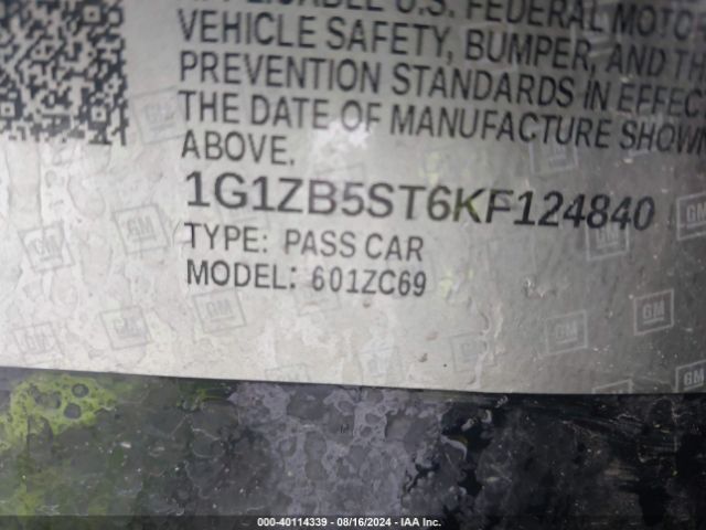 Photo 8 VIN: 1G1ZB5ST6KF124840 - CHEVROLET MALIBU 