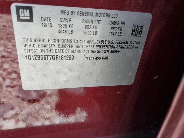 Photo 12 VIN: 1G1ZB5ST7GF181250 - CHEVROLET MALIBU 