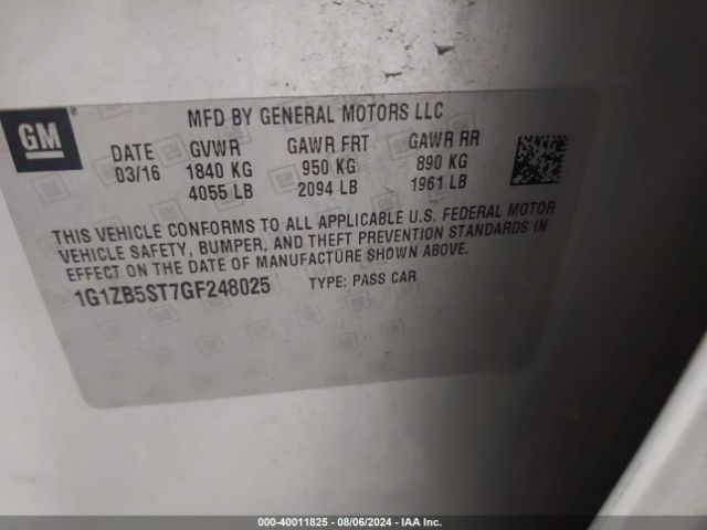 Photo 8 VIN: 1G1ZB5ST7GF248025 - CHEVROLET MALIBU 