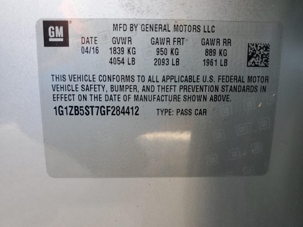 Photo 11 VIN: 1G1ZB5ST7GF284412 - CHEVROLET MALIBU 