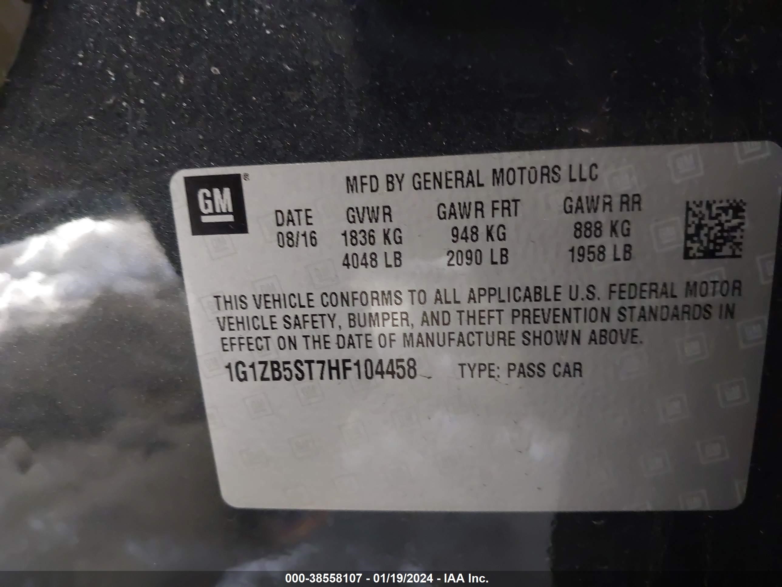 Photo 8 VIN: 1G1ZB5ST7HF104458 - CHEVROLET MALIBU 