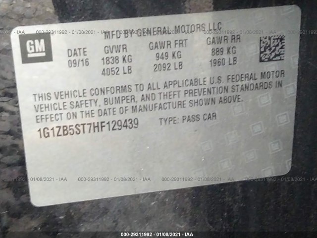 Photo 8 VIN: 1G1ZB5ST7HF129439 - CHEVROLET MALIBU 