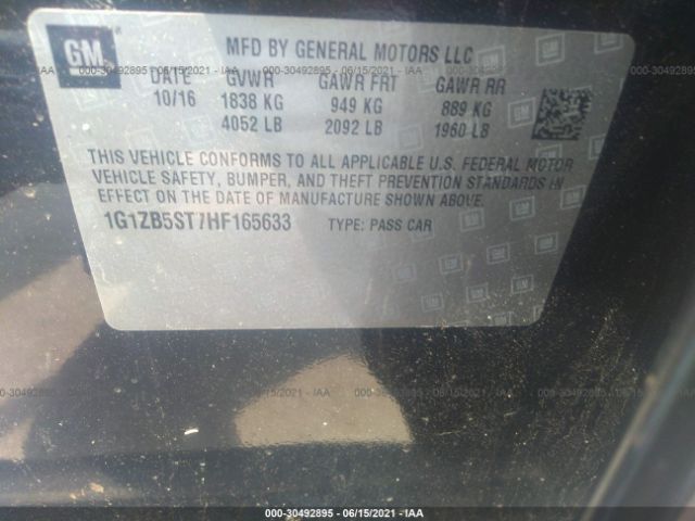 Photo 8 VIN: 1G1ZB5ST7HF165633 - CHEVROLET MALIBU 